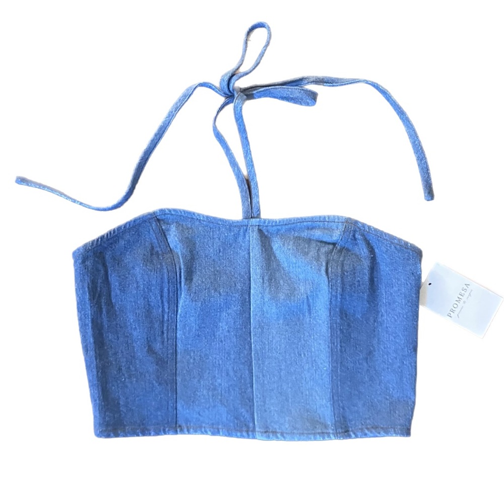 Denim Crop Halter Top